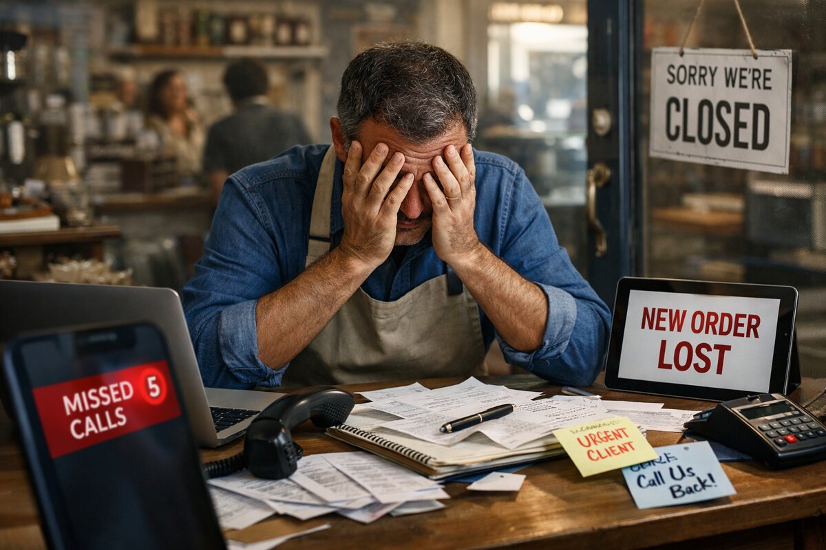 Stressed business owner unable to take calls, losing business